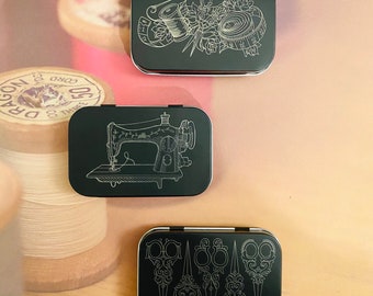 Make Your Own Sewing Kit Tins: Engraved Metal Boxes for Gifting, Gift Cards, Sewing Organization