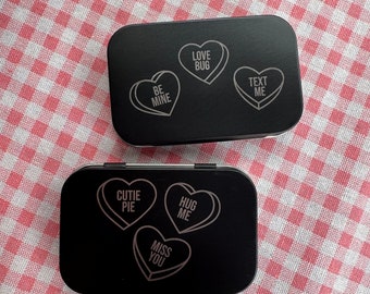 Convo Heart Tins: Engraved Metal Boxes with Lids for Gifting, Gift Cards, Money, Candies, Gift in a Box, Anniversary and More