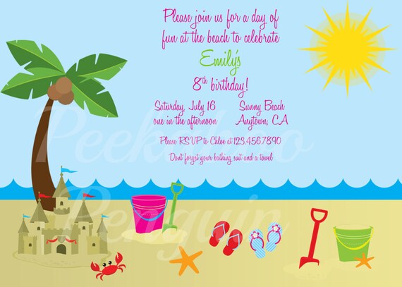 Invitations De Plage Ocean Anniversaire Fete Invite Etsy France