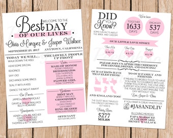 Infographic Wedding Program, Fun Wedding Program, Printable Wedding Program, Unique Program, Modern Program, Digital Download