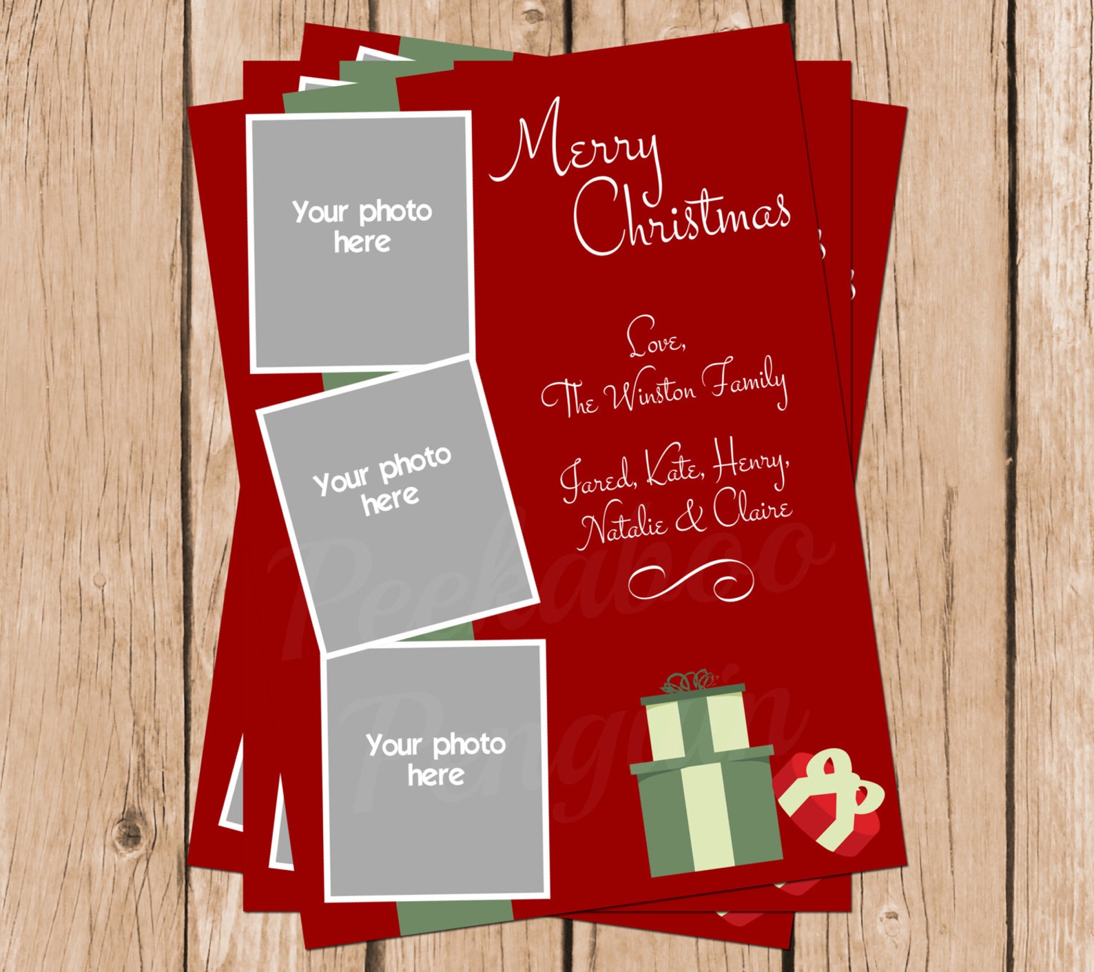 Printable Christmas Card Photo Christmas Card Presents Etsy