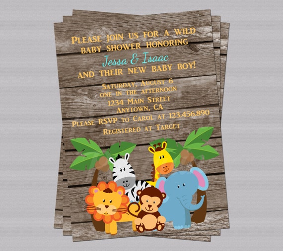 zoo baby shower invitations