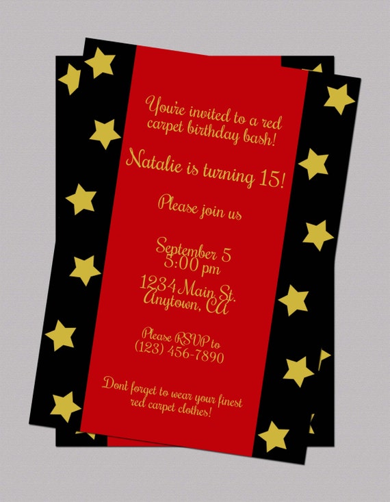 Invitation Anniversaire Ado Tapis Rouge Invitation Etsy Invitation Anniversaire Ado Tapis Rouge Invitation Etsy