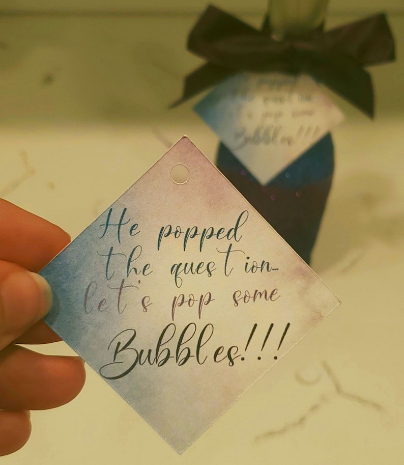 Custom Engagement Announcement Tags 12 pack He popped the question FREE SHIPPING