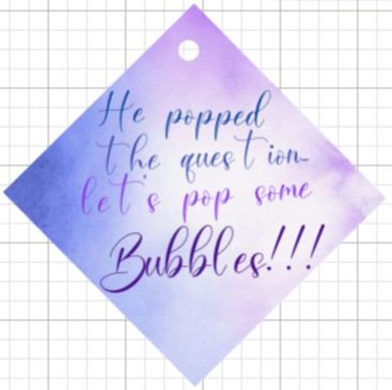 Custom Engagement Announcement Tags 12 pack He popped the question FREE SHIPPING