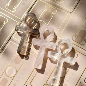 Ankh egyptisk kristallamulett med livets nyckel | Rosa klar rökkvarts bild 6