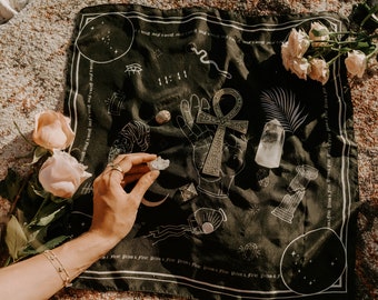 Tarotduk för altar i siden och satin - Midnattssvart (Vegan)