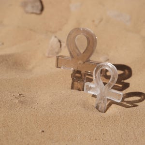 Ankh egyptisk kristallamulett med livets nyckel | Rosa klar rökkvarts bild 7