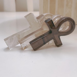 Ankh egyptisk kristallamulett med livets nyckel | Rosa klar rökkvarts bild 14