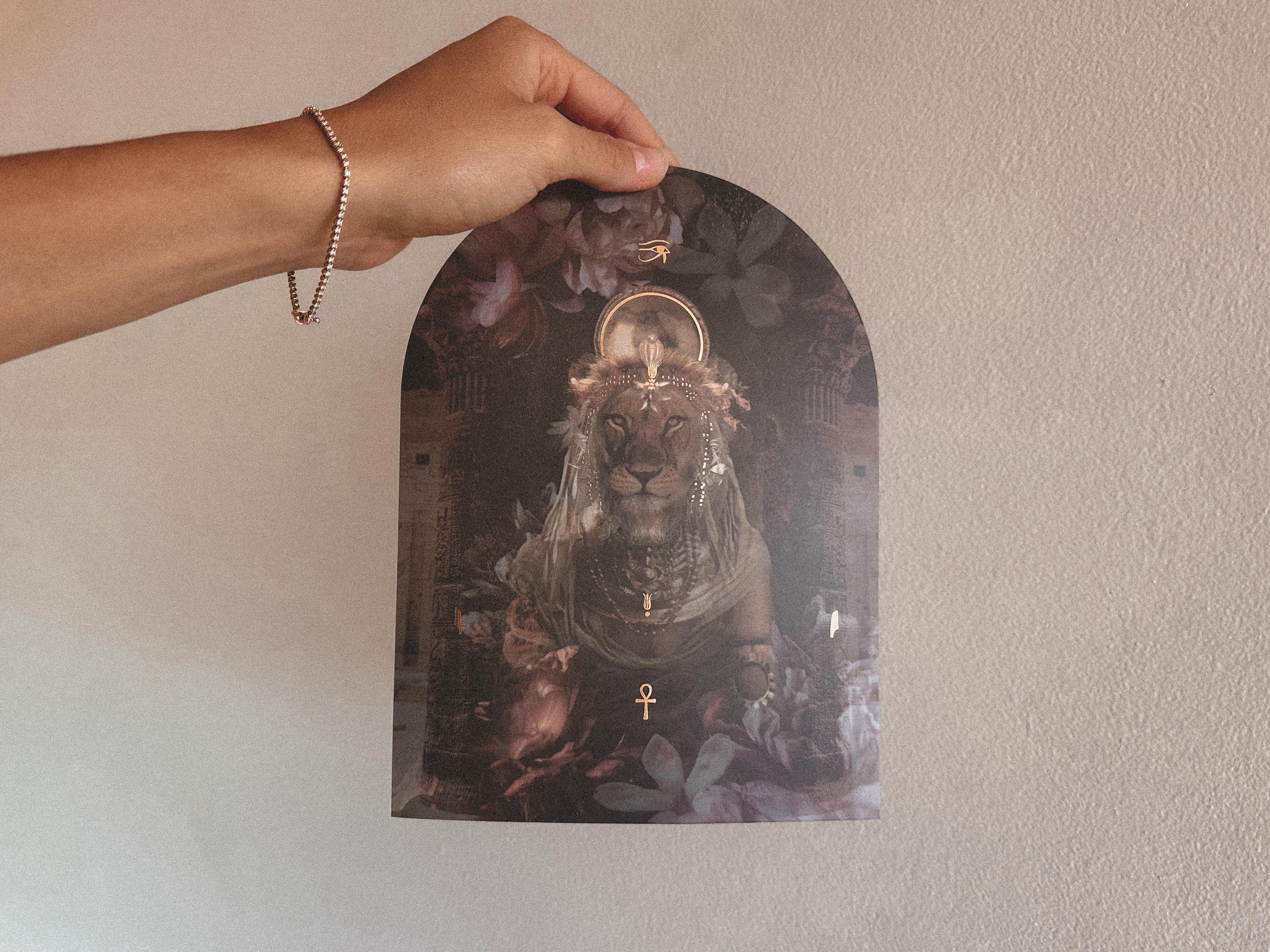 Gold Foil Sekhmet Lion Goddess Arch Print: Egyptian Temple Art - Etsy