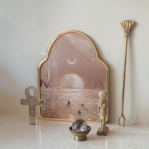 Gold Foiled Venusian Luna Portal Print: Brass Frame Mystical Wall Art
