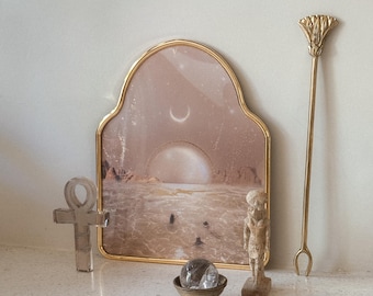 Gold Foiled Venusian Luna Portal Print: Brass Frame Mystical Wall Art