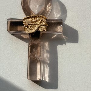 Ankh egyptisk kristallamulett med livets nyckel | Rosa klar rökkvarts bild 13