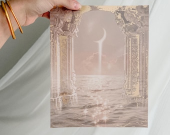 Luna Portal Gold Foil Print | Sacred Art, goddess, moonchild luminous artwork