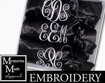 Black Robes, Robes for Bridesmaids, Embroidered Robes, Satin Bridesmaid Robes, Bridesmaid Gifts, Black embroidered robes, proposal robe