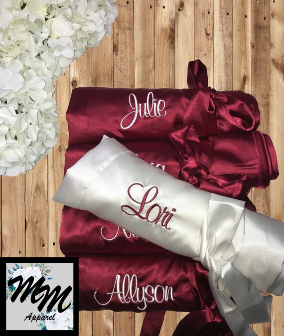 Bridesmaid Robe Burgundy Bridal Robe Satin Robe Wine Robe Etsy