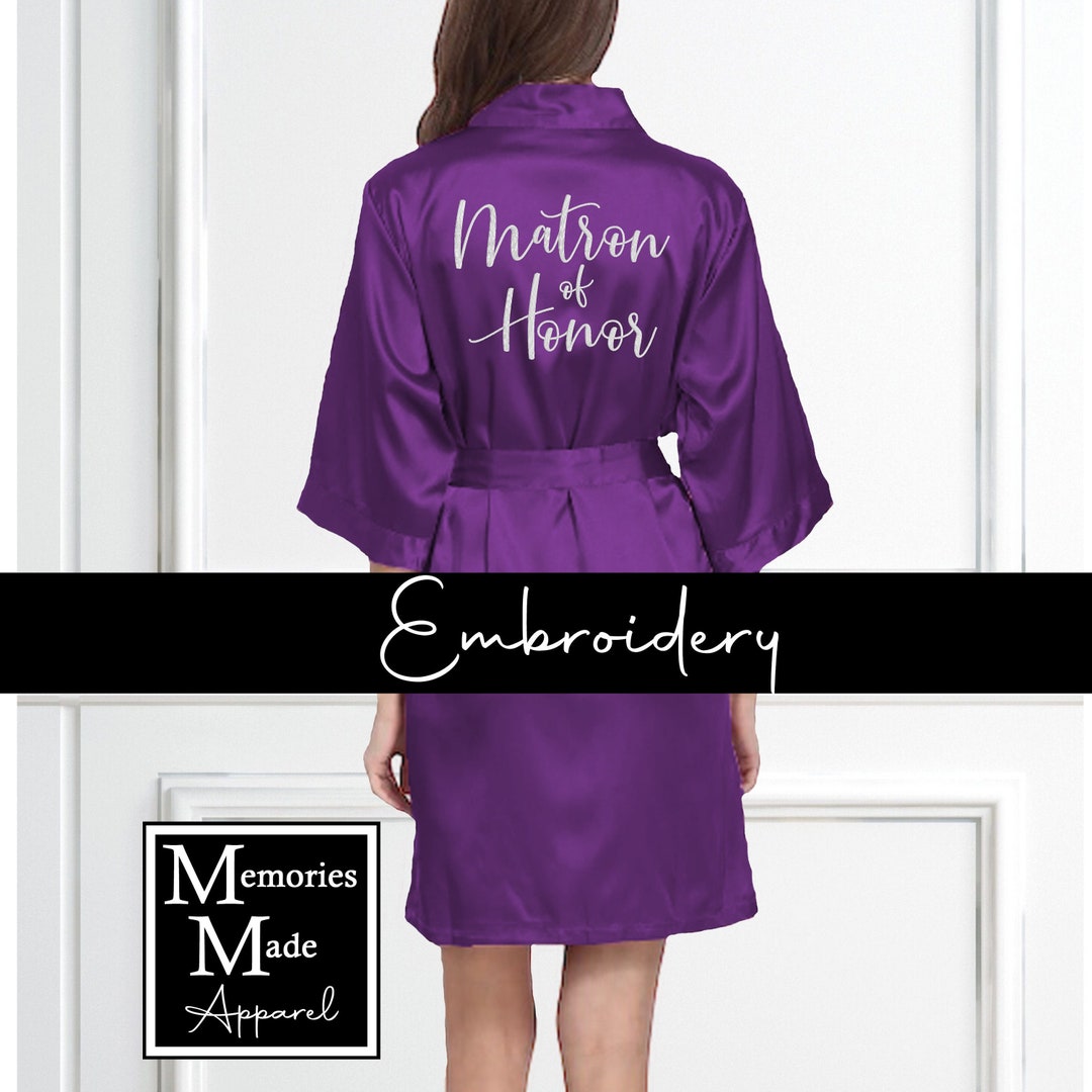 Purple Satin Robes Embroidered Satin Bridesmaid Robes - Etsy