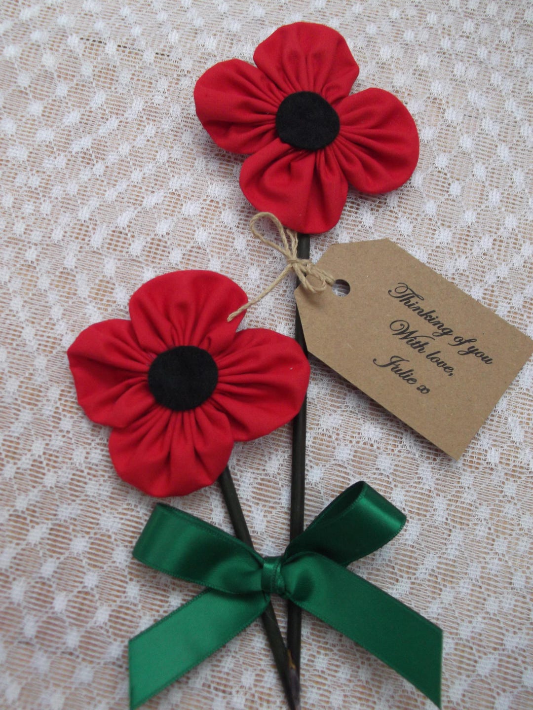 Handmade Fabric Poppy Flower Gift Personalised Birthday Gift