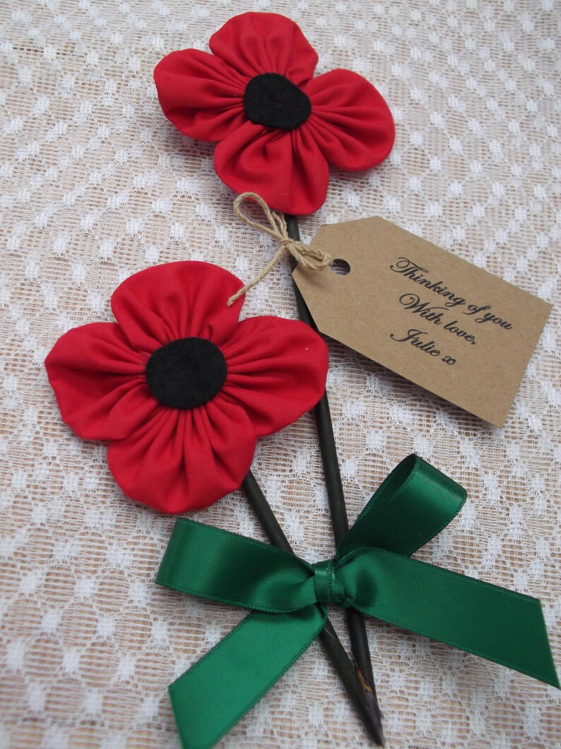 Handmade Fabric Poppy Flower Gift Personalised Birthday Gift