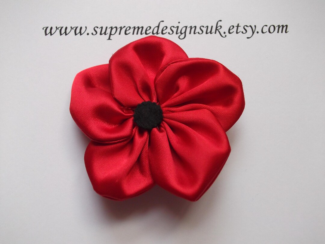 Grande Broche Coquelicot Rouge Strass – Épinglette Plaqué Or Élégante Pour Femme Homme