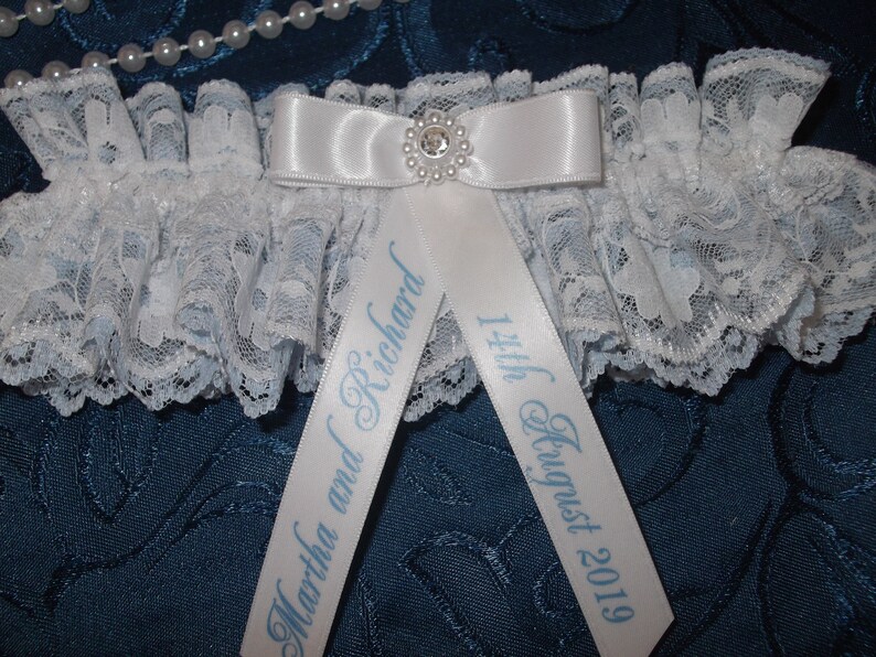 Personalised White Handmade Bridal Wedding Garter