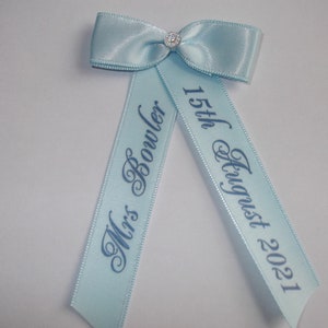 Personalised Ribbon Tails For Blue  Wedding Bridal Garter