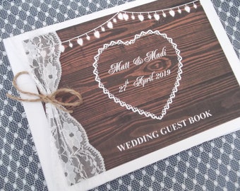 Personalised Handmade Vintage Wedding Guest Book