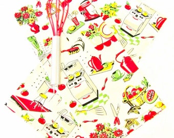 Fifties Retro Kitchen Tea Towels (Set of 2)
