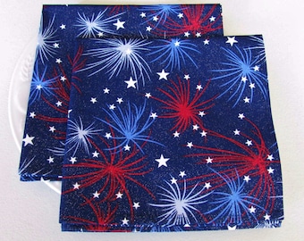 Fireworks & Stars Patriotic Cloth Napkins (Set of 2)