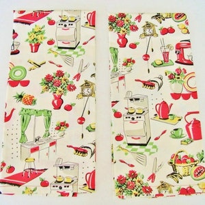 Fifties Retro Kitchen Tea Towels Set of 2 image 2