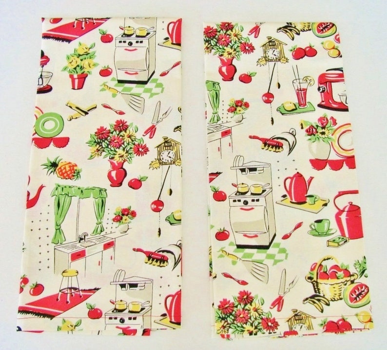 Fifties Retro Kitchen Tea Towels Set of 2 image 2