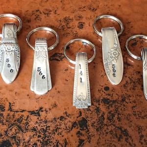 Hand stamped personalized spoon keychain, Silverware gifts, Silverware keychain