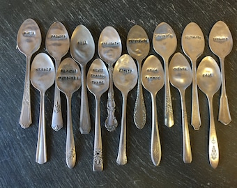 Hand stamped herb/veggie garden marker sets; Silverware gifts; Fork & spoon gifts