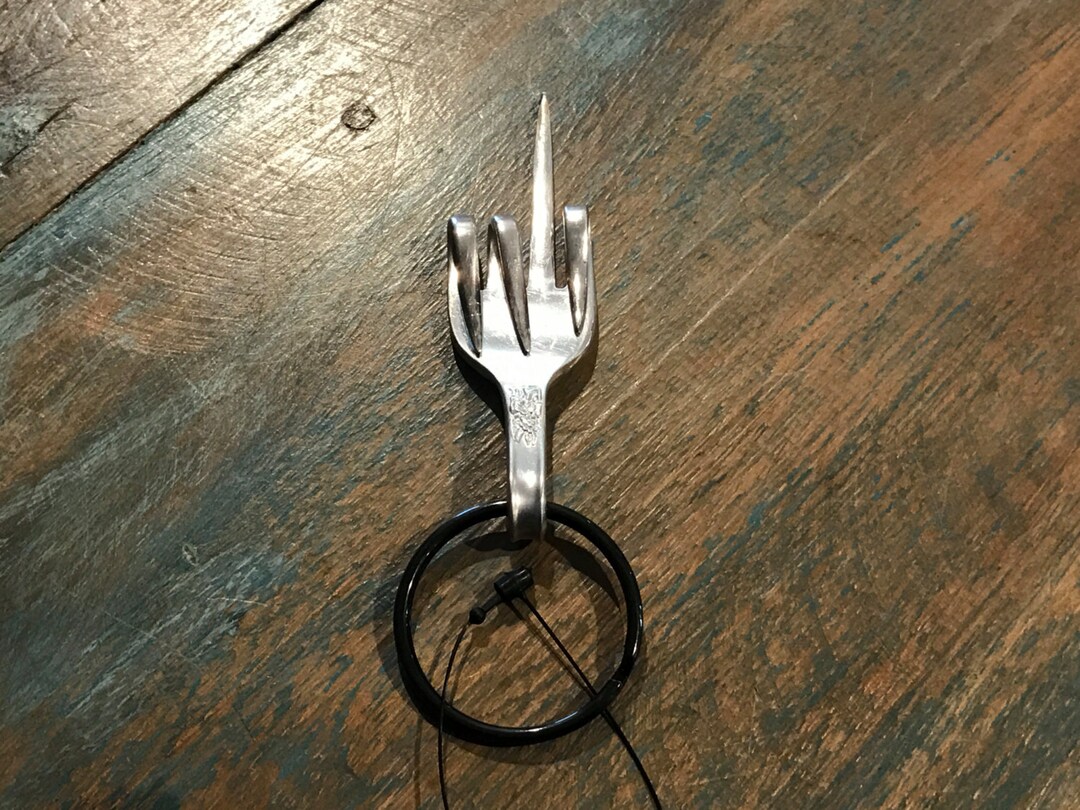 Fork You Keychain, Middle Finger Keychain, Silverware Gifts, Silverware