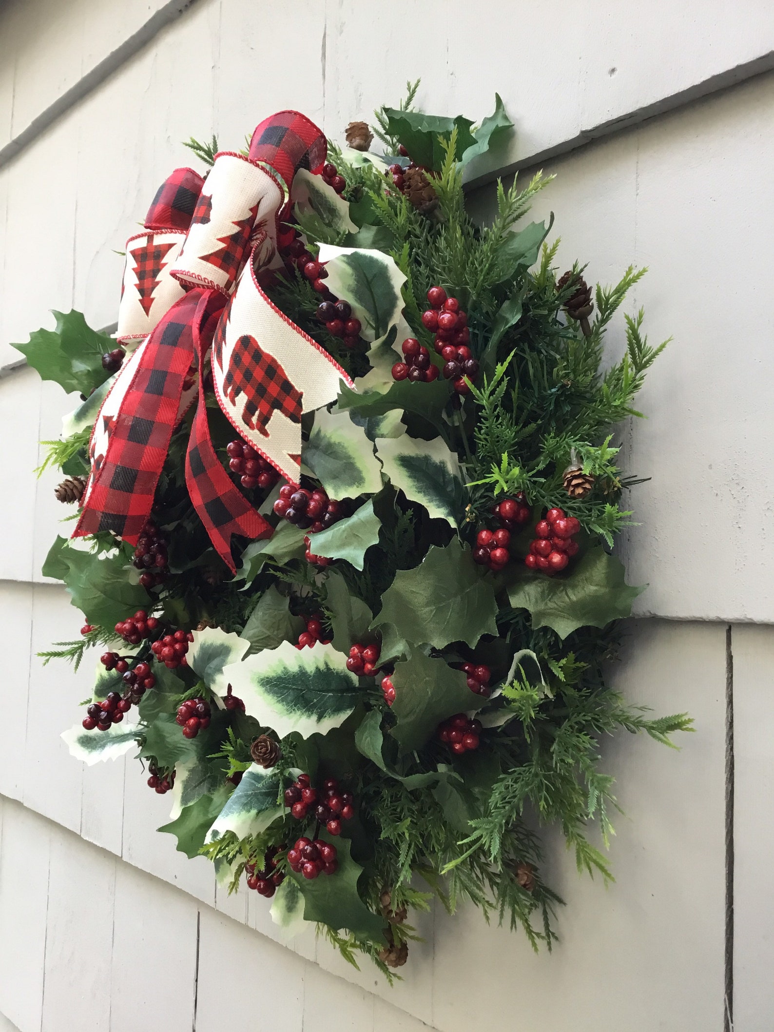 Christmas Holly Wreath Holiday Wreath Winter Wreath Faux | Etsy