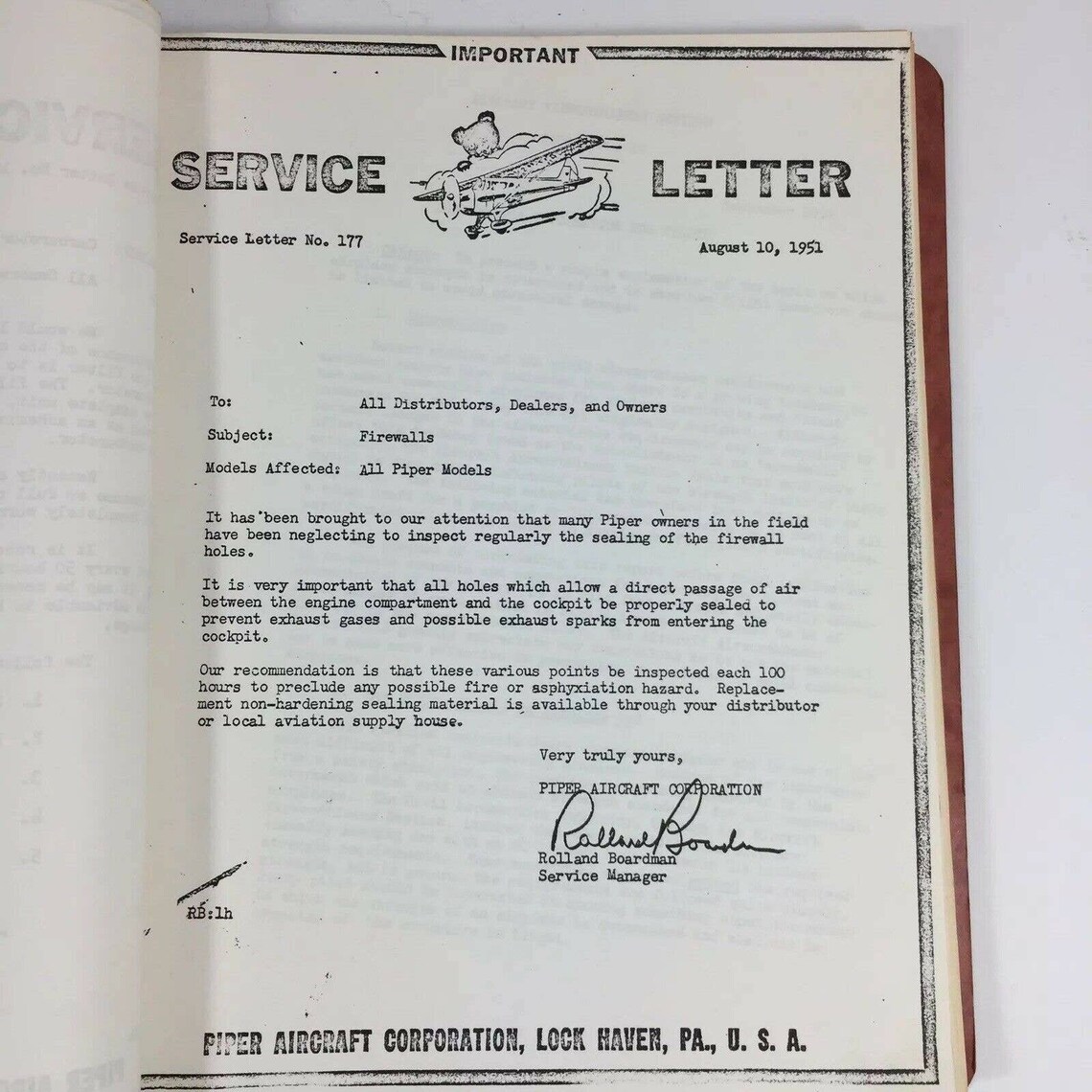 Vintage Lot PIPER Aircraft Service Letters Bulletins Copies Etsy