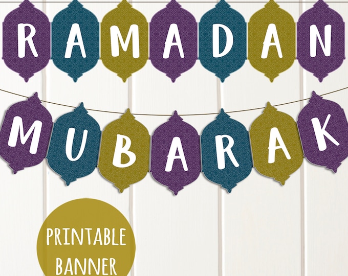 Printable RAMADAN MUBARAK Banner in Patterned Lantern Cutouts | Islamic Event/ Party Decor ...