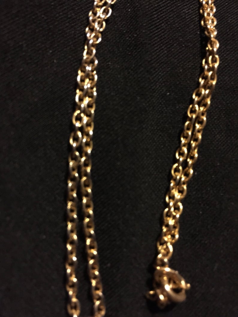 Damascene necklace Save 15/% Vtg square fob,22 inch chain collectible jewelry bird pendant costume jewelry blk gold jewelry