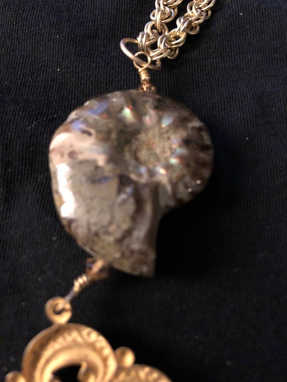 Fossil necklace, Shell necklace , Ammonite necklac