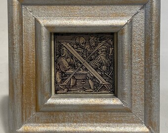 Hans Holbein's Dance Of Death Alphabet Gold Silver Frame Oddities Letter X