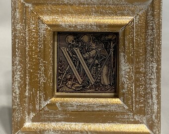 Hans Holbein's Dance Of Death Alphabet Gold White Frame Oddities Letter W