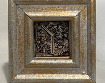 Hans Holbein's Dance Of Death Alphabet Gold Silver Frame Oddities Letter Y