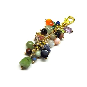Genuino monedero de piedras preciosas colgar amuleto llavero bolso de mujer accesorio hecho a mano con cuentas colgante encanto regalo para su bolso cosmético amuleto de libro de notas