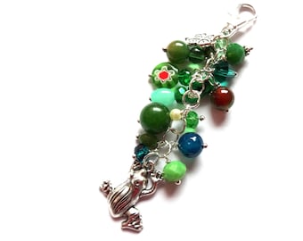 Frog Dangle Purse Charm Green Beaded Handmade Key Chain Cadeau pour son sac à dos Charm Sac pour femme Accessoire Frog Charm Handmade Gift