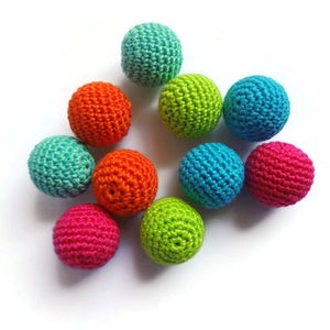 Perline all&#39;uncinetto 22 mm Set di colori caldi misti di 10 perline fai-da-te Perline di legno Forniture artigianali Perline di legno rotonde Gioielli con filo di cotone che fanno perline