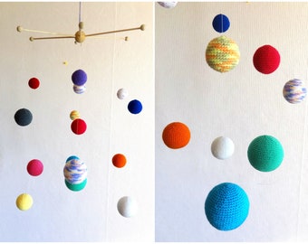 Crochet Colorful Balls Mobile Room Decor Kids Room Decoration Nursery Decor Hanging Room Decor 15 Crochet Foam Balls Bamboo Cotton Yarn