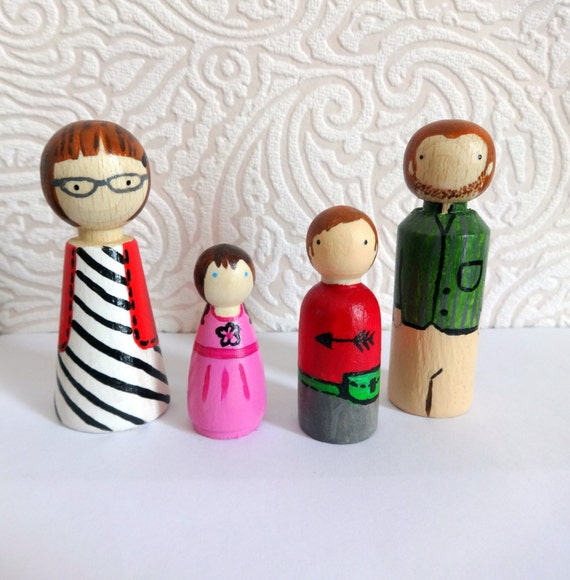 wooden doll family set