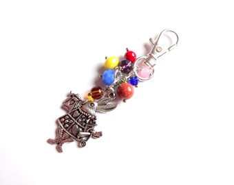 Alice au pays des merveilles Lapin Porte-clés Sac Dangle Charm Purse Charm Traveler's Note Book Charm Perles colorées Petit cadeau fait à la main