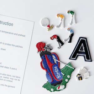 Golf Iron on Patch Set - Regalos de golf personalizados - Golf Iron on Patches Favors - Regalos divertidos de golf - Apliques bordados de golf