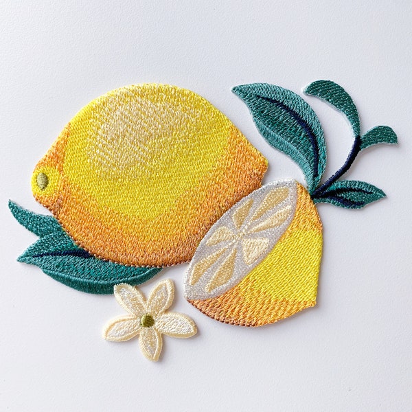 Patch thermocollant au citron, badge d’agrumes, applique fruitée brodée, bricolage pour les amateurs de broderie et les amoureux de l’été